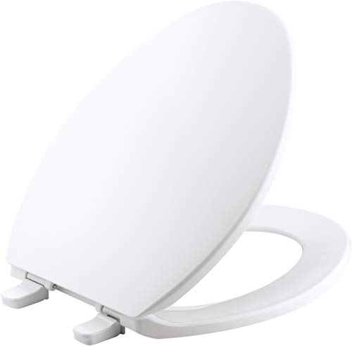 Kohler K-4774-0 Brevia Elongated White Toilet Seatwith Quick-Release Hinges And Quick-Attach Hardware For Easy Clean