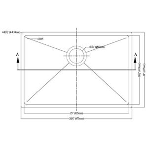 Dawn SRU251610 Undermount Small Corner Radius Single Bowl Sink, Polished Satin