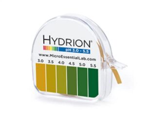 pt# -325 pt# # 325- hydrion ph test paper ph 3.0-5.5 single roll chemistry 15'/rl by, micro essential labs inc
