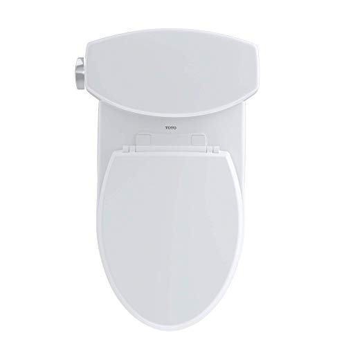 TOTO CST454CEFRG#01 Drake II Two-Piece Elongated 1.28 GPF Universal Height Toilet with CEFIONTECTand Right-Hand Trip Lever, Cotton White