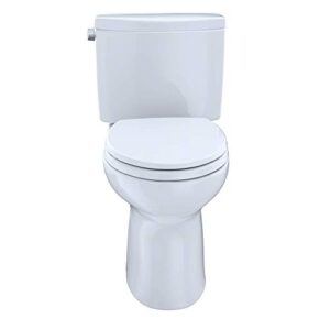 TOTO CST454CEFRG#01 Drake II Two-Piece Elongated 1.28 GPF Universal Height Toilet with CEFIONTECTand Right-Hand Trip Lever, Cotton White