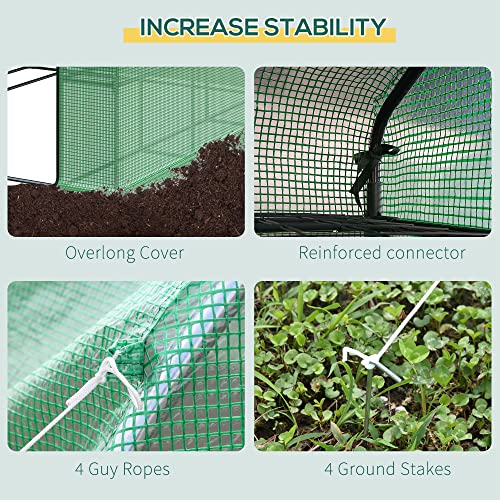 Outsunny 8' x 6' x 7' Portable Greenhouse 4-Tier Walk in Greenhouse with Roll Up Zipper Door for Flower Herb Vegetable