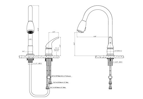 Dura Faucet DF-NMK503-SN RV Pull-Down Kitchen Sink Faucet with Side Lever (Brushed Satin Nickel)