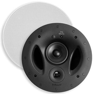 polk audio 70-rt 3-way in-ceiling speaker (2.5” driver, 7” sub) - the vanishing series | power port | paintable grille | dual band-pass bass ports white, white