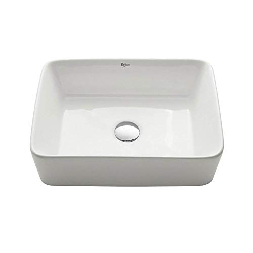 Kraus KCV-121 White Rectangular Ceramic Bathroom Sink White 19.25 Inch