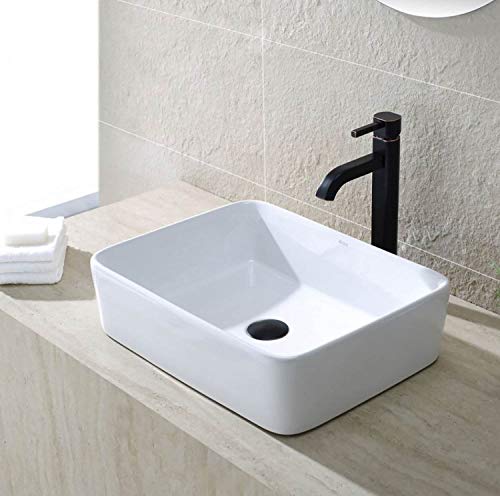 Kraus KCV-121 White Rectangular Ceramic Bathroom Sink White 19.25 Inch