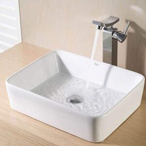 Kraus KCV-121 White Rectangular Ceramic Bathroom Sink White 19.25 Inch