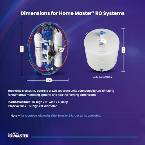 Home Master TMULTRA Ultra Undersink Reverse Osmosis Water Filter System; 4.5second Fill rate, City or Well Water, Iron pre-filtration, UV Sterilizer, EPA 97952-AZ-1, 5-year limited parts coverage