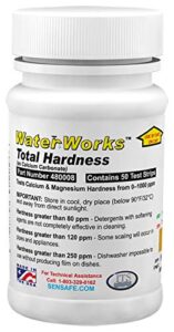 industrial test systems waterworks 481108 total hardness test strip, 3 second test, 0-1000ppm range, our #1 test strip for total hardness, bottle of 50 tests, tan