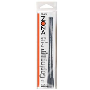 Zona 36-678 Coping Saw Blades, 6-1/2-Inch Long Between Pins, 125-Inch x 020-Inch x 15 TPI, 4-Pack