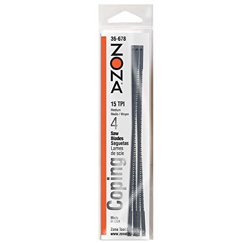 Zona 36-678 Coping Saw Blades, 6-1/2-Inch Long Between Pins, 125-Inch x 020-Inch x 15 TPI, 4-Pack