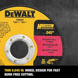 DEWALT Cutting Wheel, General Purpose Metal Cutting, 4-1/2-Inch, 5-Pack (DW8062B5), Multi