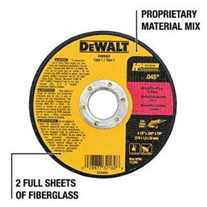 DEWALT Cutting Wheel, General Purpose Metal Cutting, 4-1/2-Inch, 5-Pack (DW8062B5), Multi