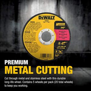 DEWALT Cutting Wheel, General Purpose Metal Cutting, 4-1/2-Inch, 5-Pack (DW8062B5), Multi