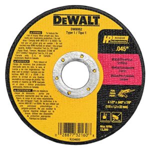 DEWALT Cutting Wheel, General Purpose Metal Cutting, 4-1/2-Inch, 5-Pack (DW8062B5), Multi