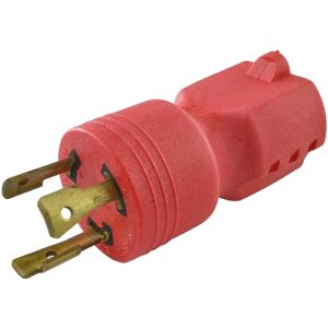 conntek 30124 l6-20p to 6-20r plug adapter, 20 amp 250 volt,red