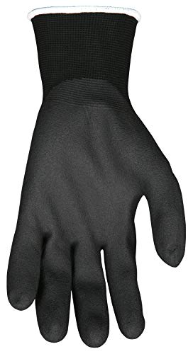 MCR Safety Ninja HPT N9699XL Work Gloves, 15 Gauge Nylon Shell, Hydropellent Technolgy(HPT) Water Repellent Coated Palm & Fingertips, X-Large, black