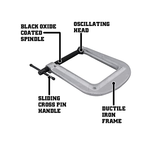 Wilton 252 Deep-Reach Carriage C-Clamp, 2" Maximum Jaw Opening, 3-1/2" Throat (42520)