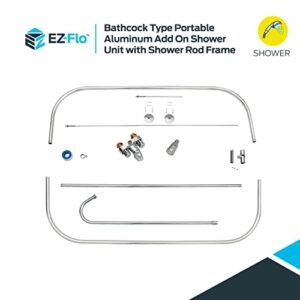 EZ-FLO 27 x 42 Inch Bathcock Type Portable Aluminum Add On Shower Unit with Shower Rod Frame, Chrome Plated, 11123