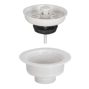EZ-FLO 30006 Removable Kitchen Sink Basket Strainer Stopper Drain Assembly Kit, Economy White ABS Body, 3-1/2-inch to 4-inch Opening