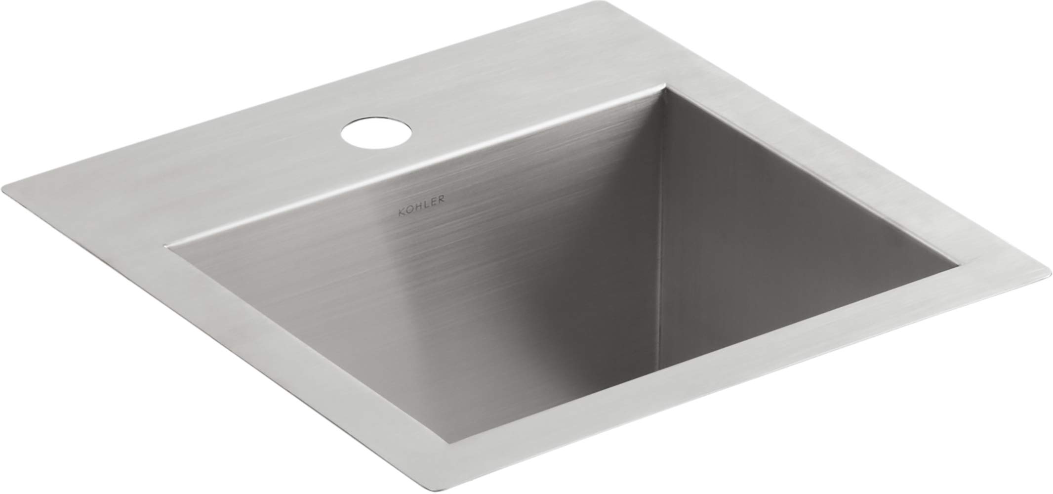 KOHLER Vault 15" Single Bowl 18-Gauge Stainless Steel Entertainment Bar Secondary sink with Single Faucet Hole K-3840-1-NA Drop-in or Undermount Installation