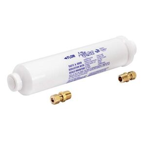 ez-flo 10 inch line water filter, brass 1/4 inch mip x 7/16 inch compression adapters, 1500 gallon capacity, 60458n