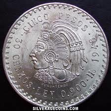 Mexico 1948 Silver Cuauhtemoc Five Peso Coin