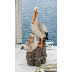 Design Toscano QL56458 Coastal Decor Ocean's Perch Pelicans Garden Bird Statue, 9 Inches Wide, 9 Inches Deep, 24 Inches High, Handcast Polyresin, Full Color Finish