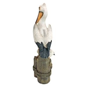 Design Toscano QL56458 Coastal Decor Ocean's Perch Pelicans Garden Bird Statue, 9 Inches Wide, 9 Inches Deep, 24 Inches High, Handcast Polyresin, Full Color Finish