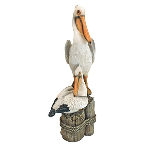 Design Toscano QL56458 Coastal Decor Ocean's Perch Pelicans Garden Bird Statue, 9 Inches Wide, 9 Inches Deep, 24 Inches High, Handcast Polyresin, Full Color Finish