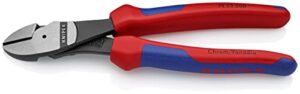 knipex 74 22 200 comfort grip high leverage angled diagonal cutter, 8-inch, angled, comfort grip