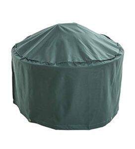 plow & hearth outdoor fire pit cover | all-weather | water-repellent | cloth-like polyester | resists fading | toggle closure | reinforced seams | 32" dia. x 18" h | green