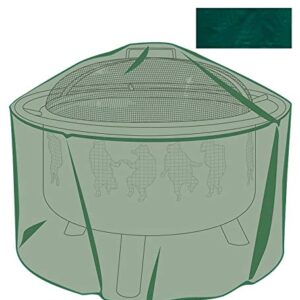 Plow & Hearth Outdoor Fire Pit Cover | All-Weather | Water-Repellent | Cloth-Like Polyester | Resists Fading | Toggle Closure | Reinforced Seams | 32" Dia. x 18" H | Green