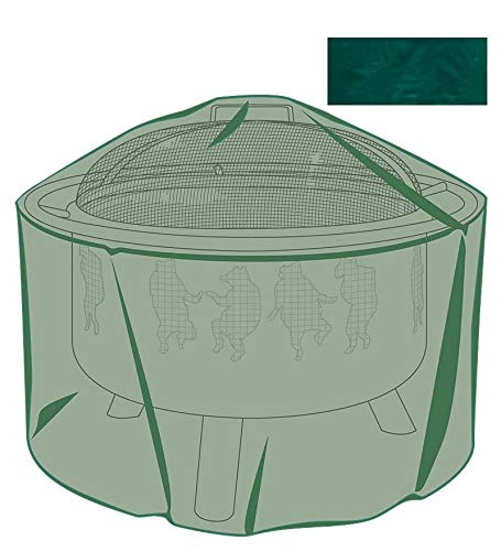 Plow & Hearth Outdoor Fire Pit Cover | All-Weather | Water-Repellent | Cloth-Like Polyester | Resists Fading | Toggle Closure | Reinforced Seams | 32" Dia. x 18" H | Green