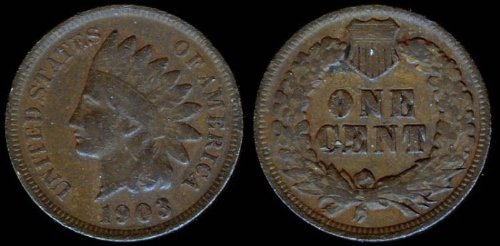 1903 U.S. Indian Head Cent / Penny Coin