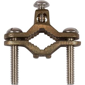 morris products direct burial copper ground pipe clamps – for connecting grounding electrodes to water pipes, tubing, ground rods – 2-10 wire range, 1-1/4-2” water pipe range, 5/16-18 screw thread