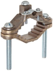morris products 91672 ground clamp, for armored and unarmored wire, 1-1/4-2" water pipe range, 8-4 wire range