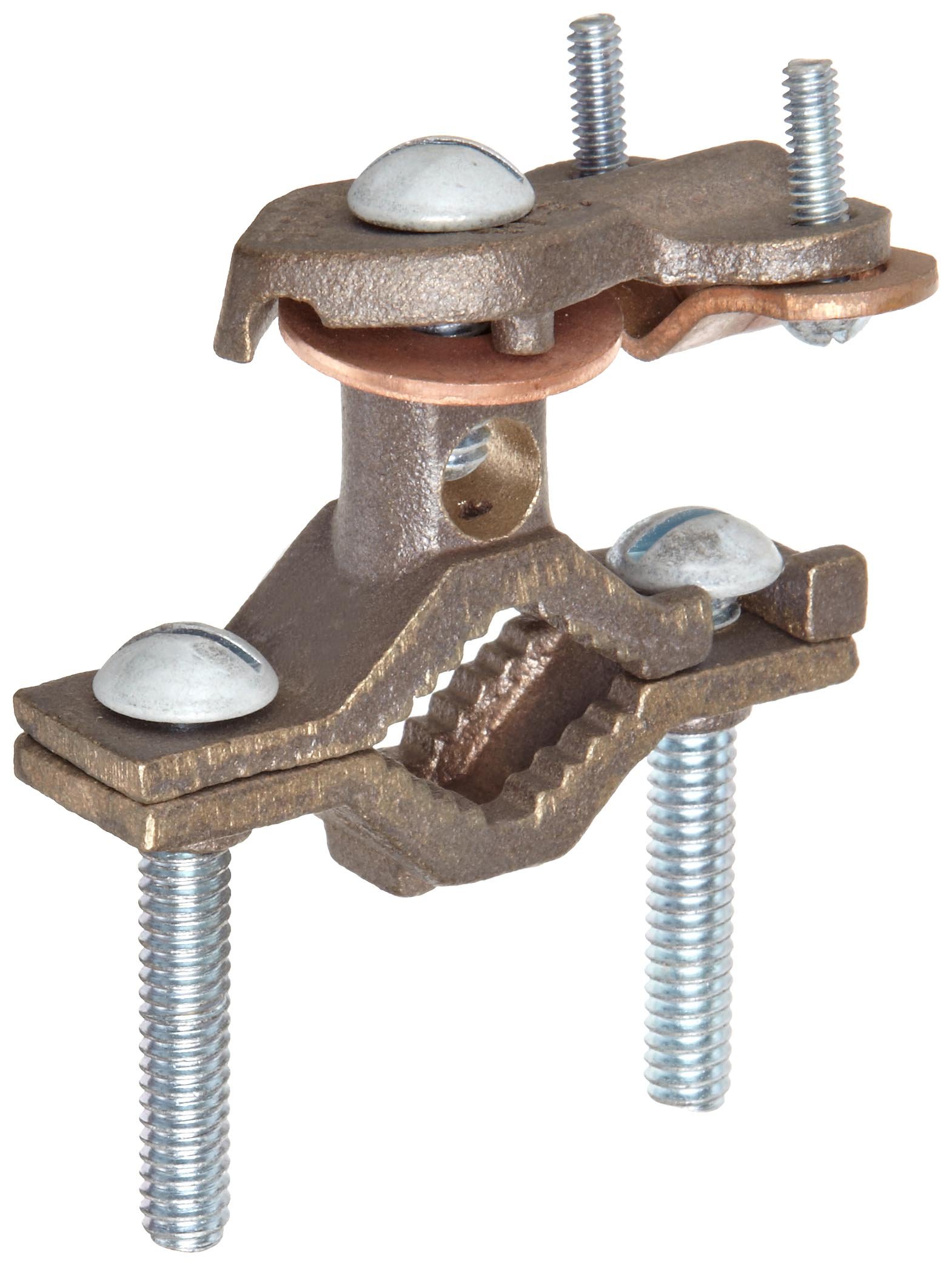 Morris Products 91680 Ground Clamp, with 360 Degree Bar, Used with Armored and Unarmored Wire, 1/2-1" Water Pipe Range, 10-6 Wire Range