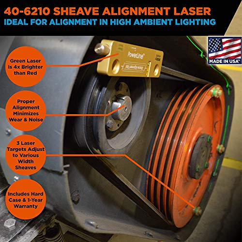 Johnson Level & Tool 40-6210 Magnetic Sheave Alignment Laser with GreenBrite Technology, Green, 1 Kit
