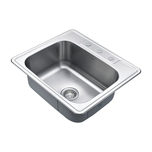 Kraus KTM25 25 inch Topmount Single Bowl 18 gauge Stainless Steel Kitchen Sink