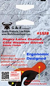 G & F 1528L GripMaster Cold Weather Outdoor Work Gloves, Winter Driving Gloves, Micro-Foam Latex Double Coated, heavy Duty, Large, 1 Pair, Orange