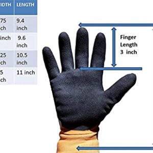 G & F 1528L GripMaster Cold Weather Outdoor Work Gloves, Winter Driving Gloves, Micro-Foam Latex Double Coated, heavy Duty, Large, 1 Pair, Orange