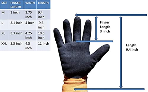 G & F 1528L GripMaster Cold Weather Outdoor Work Gloves, Winter Driving Gloves, Micro-Foam Latex Double Coated, heavy Duty, Large, 1 Pair, Orange