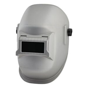sellstrom lightweight, super tuff nylon shell and rachet headgear, welding helmet with 4-1/4" x 2" sel-snap lift front, tough thermoplastic resin, certified frustration free, silver coated, s29411