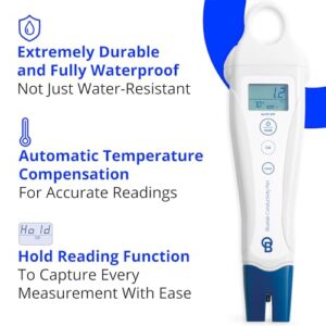 Bluelab PENCON Conductivity Pen and Digital TDS Meter, Water Tester for Temperature and Nutrient (CF, EC, PPM 500, PPM 700), TDS Testing Kit for Hydroponic System and Indoor Plant Grow