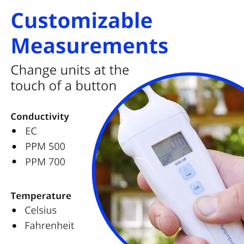 Bluelab PENCON Conductivity Pen and Digital TDS Meter, Water Tester for Temperature and Nutrient (CF, EC, PPM 500, PPM 700), TDS Testing Kit for Hydroponic System and Indoor Plant Grow