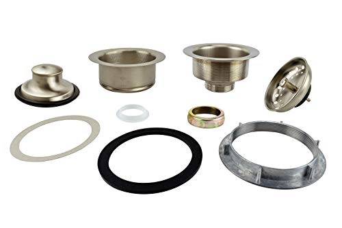 Plumb Pak K5475DSBN Double Bowl Kitchen Sink Strainer and Garbage Disposal Flange Set, Brushed Nickel