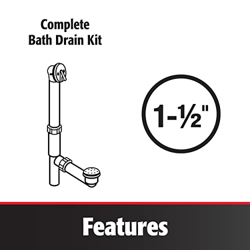 Keeney 645PVCDSBN Cable Driven PVC Bathtub Drain Kit for Standard Size Tubs, Brushed Nickel