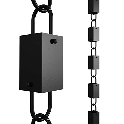 Rain Chains Direct - Square Link Rain Chain - 8.5 FT - Durable Black Powder-Coated Aluminum - Premium Rain Chains for Gutters