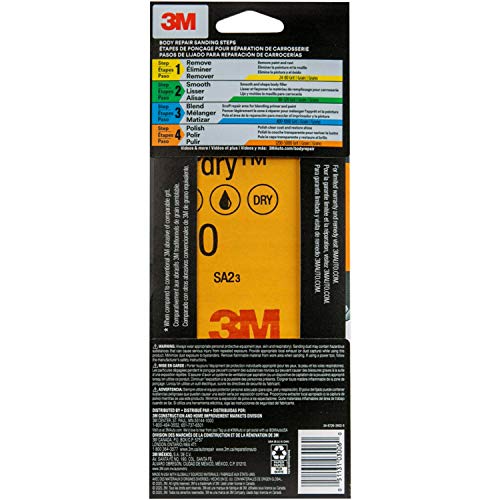 3M Wetordry Sandpaper, 03006, Assorted Grits (1000, 1500, 2000, 2500), 3 2/3 in x 9 in, 5 sheets total per pack